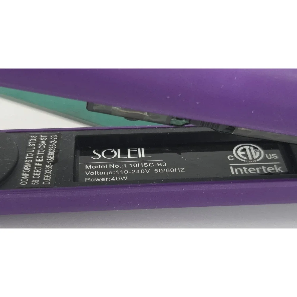 Soleil Professional Solid Ceramic Flat Iron Magnetized Plates Purple Pre-owned